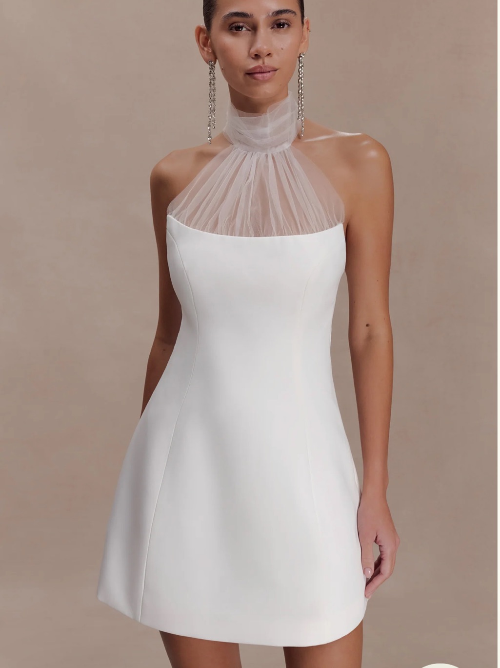 Meshki Riley Halter Suiting Mini Dress - Ivory